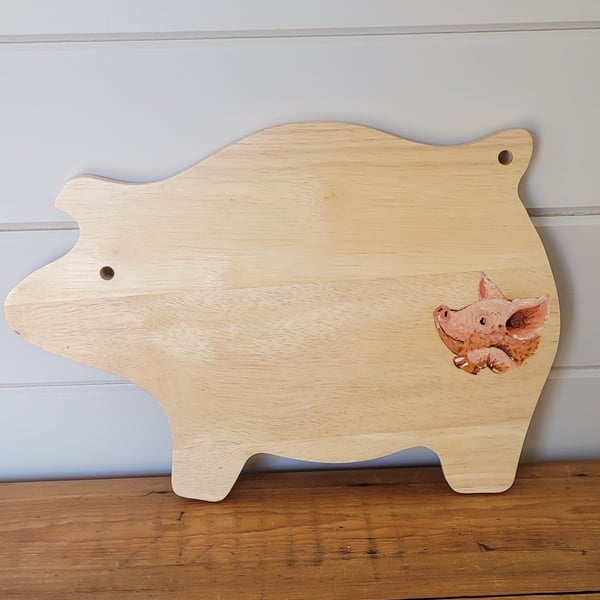 Pig Shaped Wooden Chopping Board Decorated With A Pig
