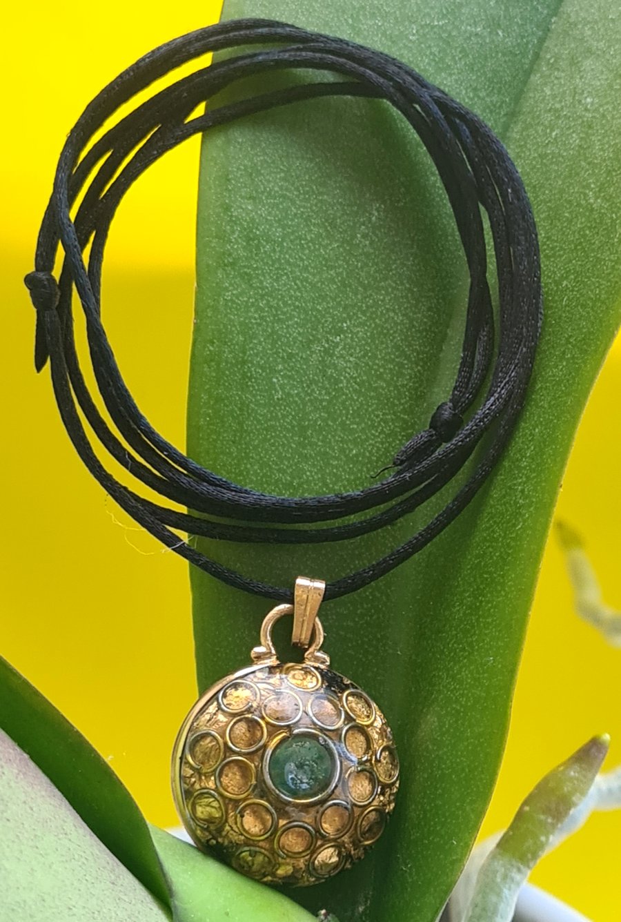 Vintage Mandala Orgone Pendant with Amazonite's Gemstone Wealth Success Beauty 