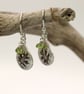Oak Leaf Silver Earrings Drops with Peridot Bead dangles - Image 7