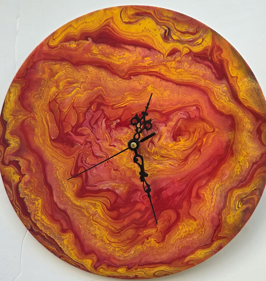 "Inner Radiance" Unique Hand-painted Handcrafted Clock Abstract Wall Art 