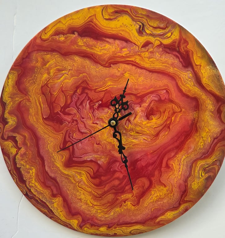 "Inner Radiance" Unique Hand-painted Handcrafted Clock Abstract Wall Art 