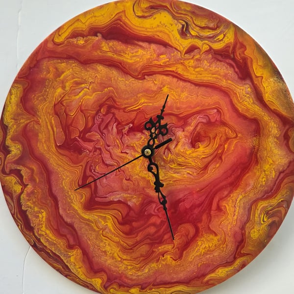 "Inner Radiance" Unique Hand-painted Handcrafted Clock Abstract Wall Art 