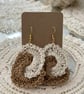 Crochet Earrings cream and gold 