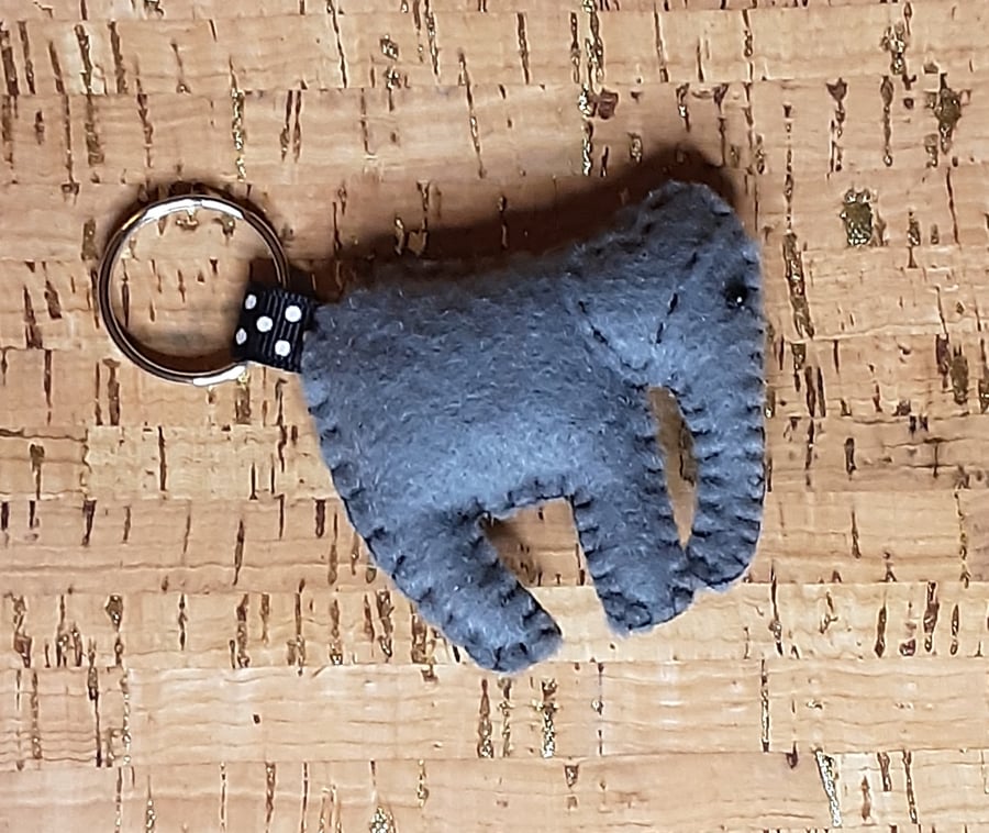 Elephant Grey Felt Keyring - Bag Charm