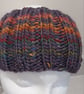 Hand Knitted stripey Merino Headband in Purple  - Image 3