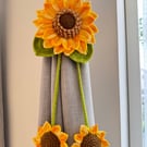 Handmade Crochet Sunflower Curtain Tieback,sunflowers,home decor 