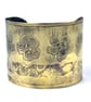 Etched brass flower Cuff - large size - Image 1