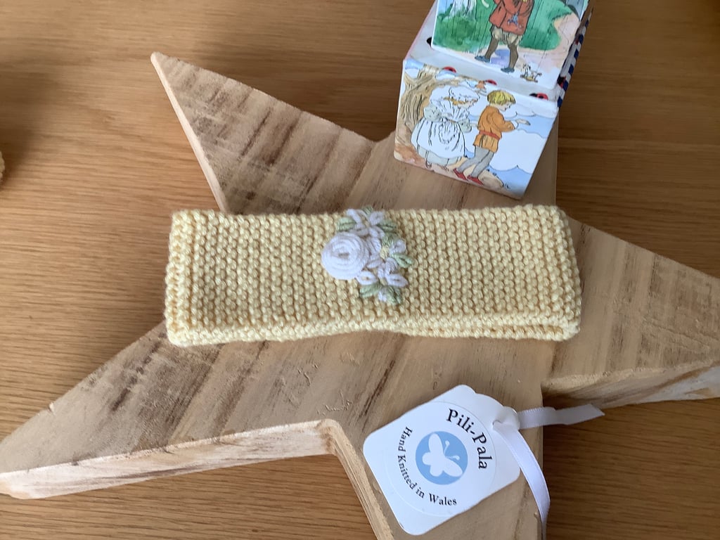 Hand Knitted Cashmere Blend Baby Headband 0-6 Months 