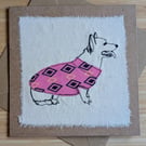 Corgi - blank card - handmade stitched dog card, birthday card, greetings card