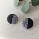 Granite Or Granite & Black Stud Earrings