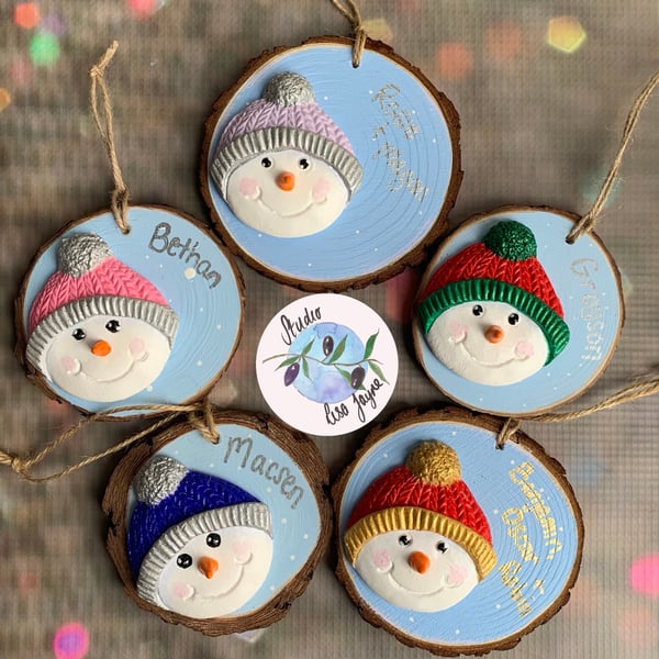 Handmade personalised Snowman Christmas Decoration