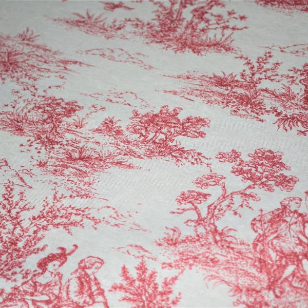 Toile De Jouy Tablecloth Red , Vintage French Toile Round Oval Tablecloth 