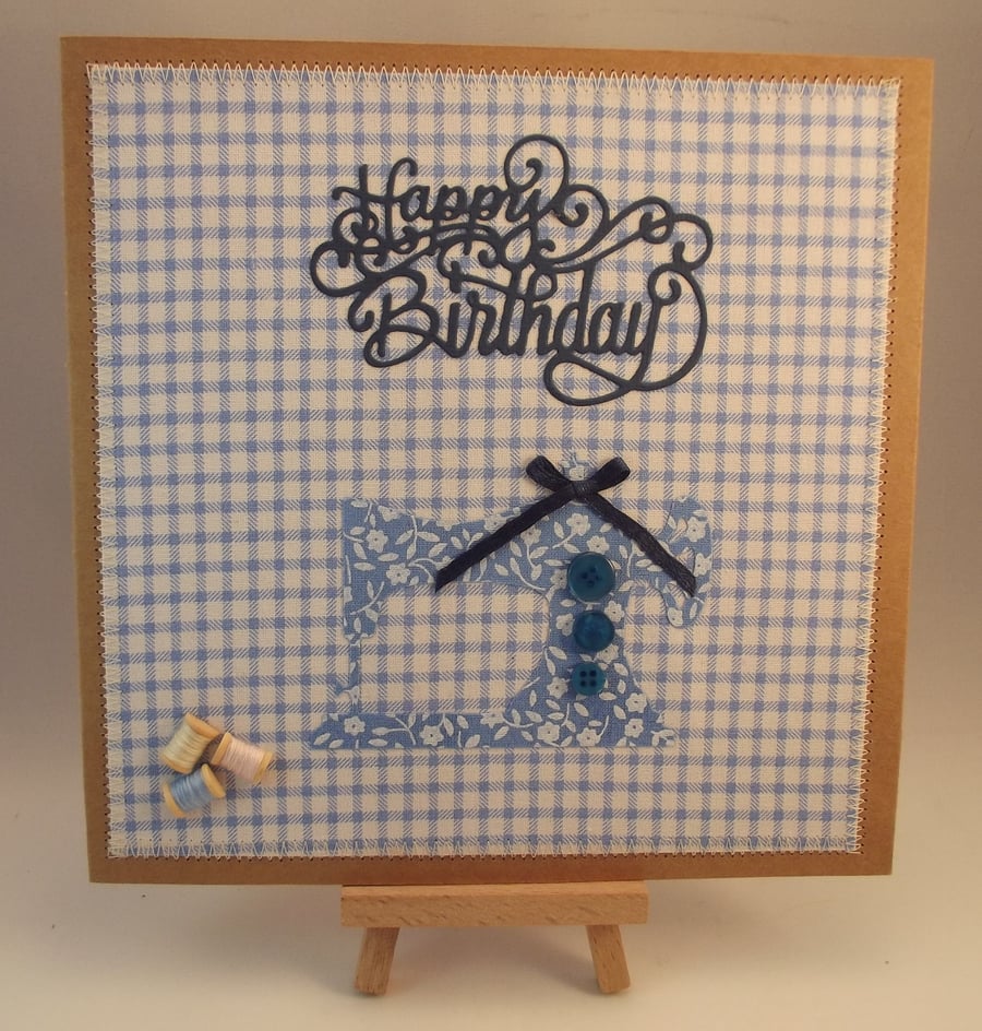 Happy Birthday Sewing Machine Fabric Birthday card