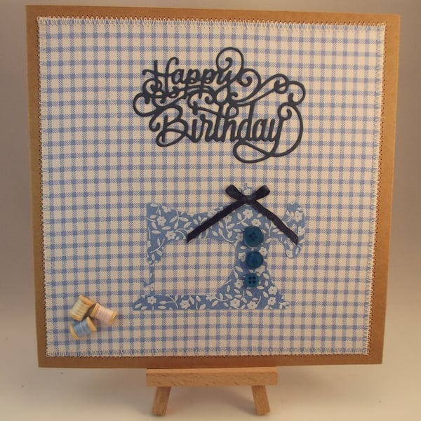 Happy Birthday Sewing Machine Fabric Birthday card