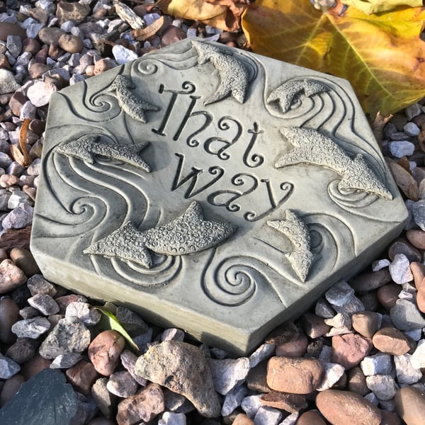 Alice in Wonderland 'That Way' Stepping Stone Garden Ornament