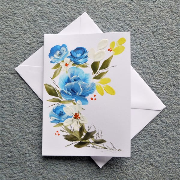 hand painted blank floral greetings card ( ref ... - Folksy
