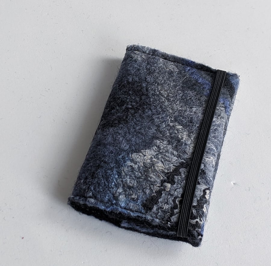 Credit card wallet: felted wool - blue grey