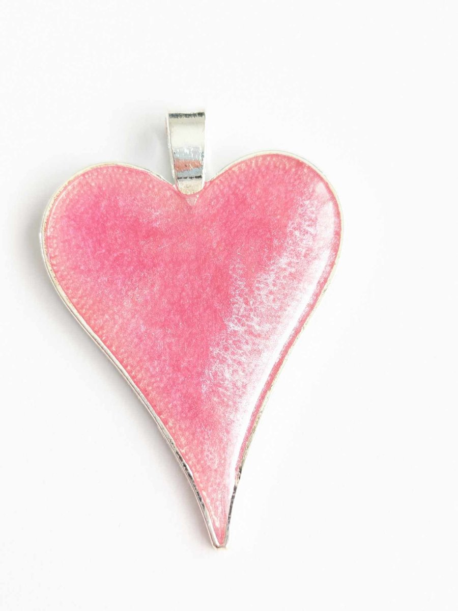 Pink Resin Long Heart Pendant