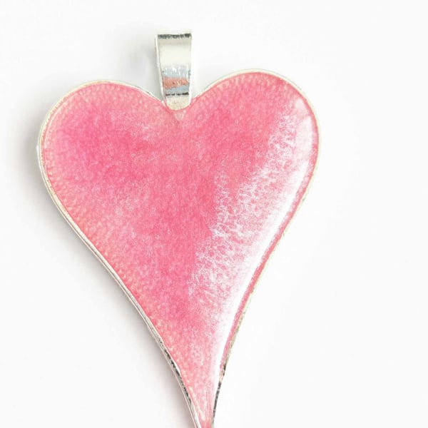 Pink Resin Long Heart Pendant