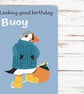 Greeting card male relative friend- cute puffin card illustration