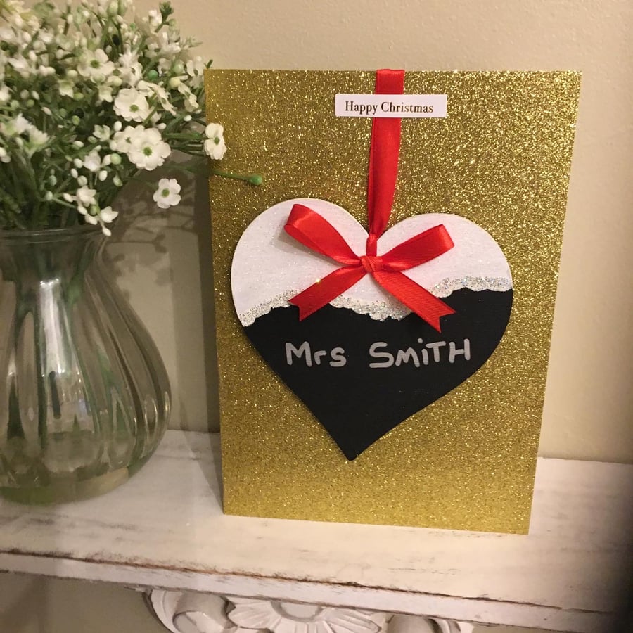 Personalised Teachers Christmas Card, Keepsake Card, Christmas Card