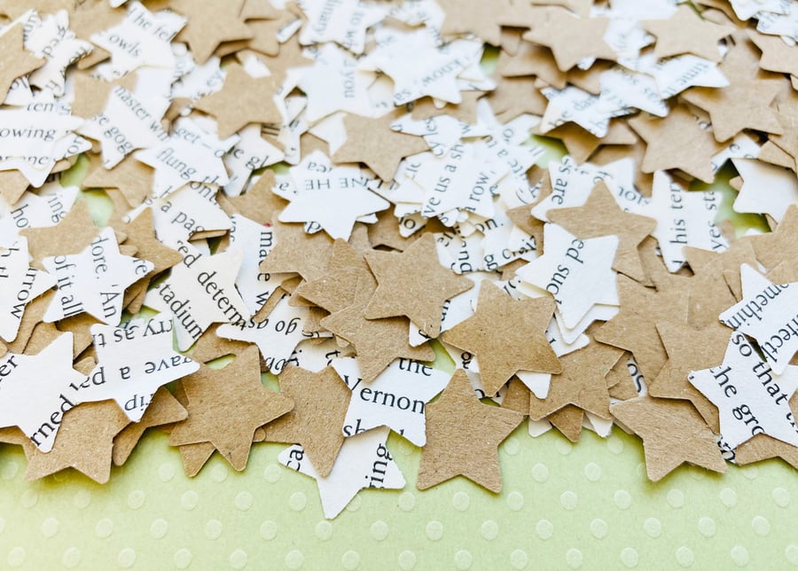 500 Book Confetti Kraft Paper Stars - Many book choices - Rustic Wedding Decor