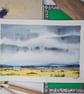 Lone house in the storm, landscape art, atmospheric, small paintings original wa