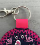 Hand Embroidered Flamingo Bag Charm or Key ring  - Image 3