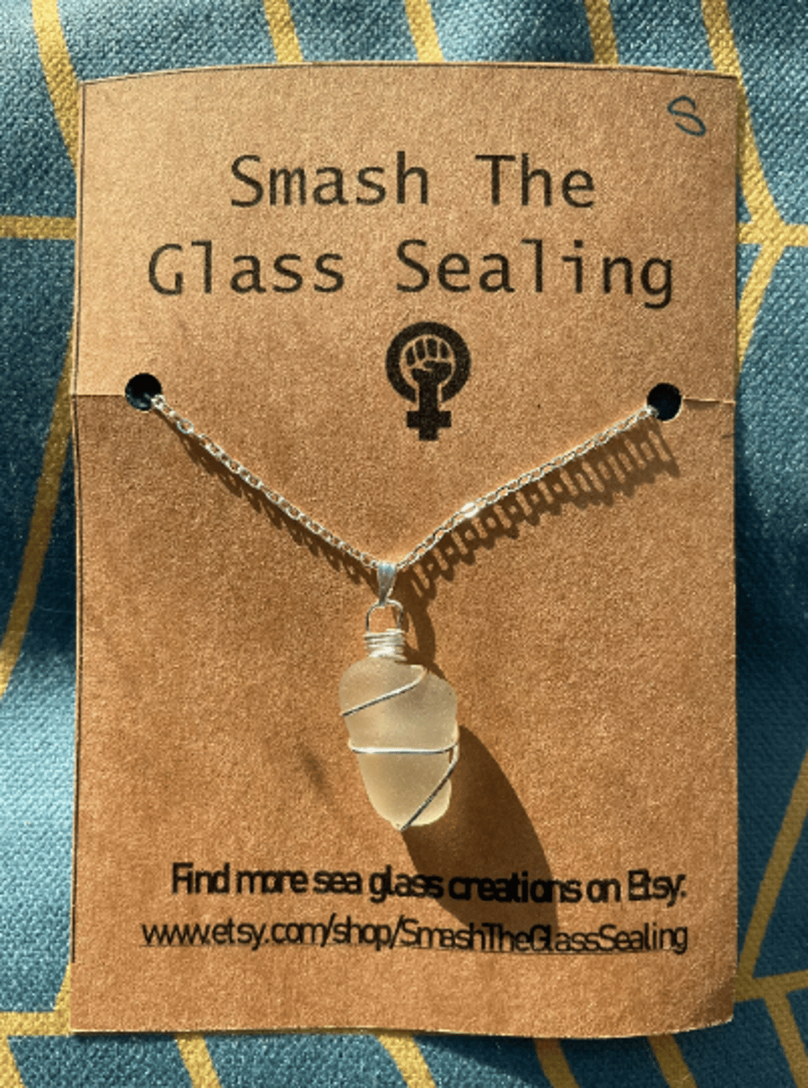 Clear Seaham Sea Glass Silver Necklace