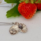 Wild Strawberry  - fine silver clay pendant necklace