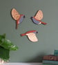 Folk Art Inspired Wooden Flying House Sparrows - Wall decor Hangings