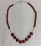 Jewellery set, 3-piece with red tiger's eye, jade, crystal and sterling silver - Image 2