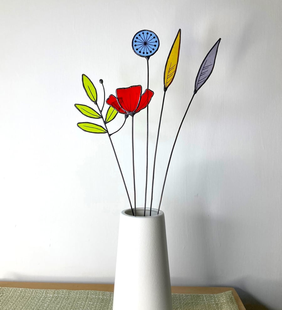 Stained Glass Flowers - Everlasting Wildflower Bouquet - Five Stems