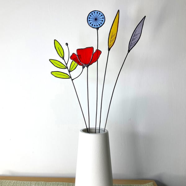 Stained Glass Flowers - Everlasting Wildflower Bouquet - Five Stems