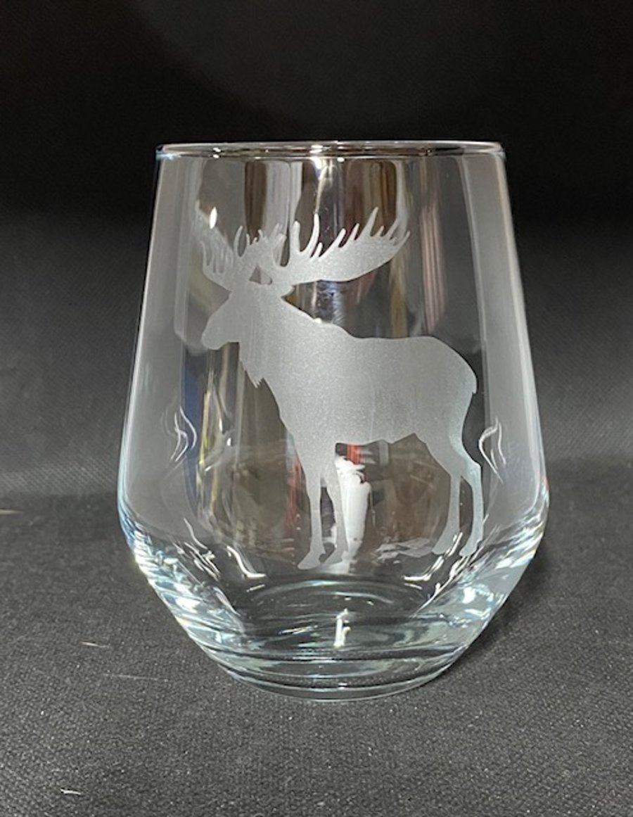 Hand Etched Glass, Moose