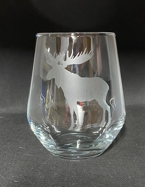 Hand Etched Glass, Moose