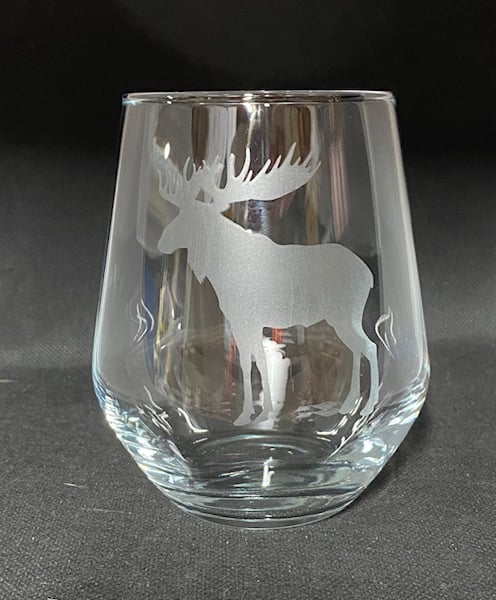 Hand Etched Glass, Moose