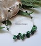 Keshi Pearl, Russian Diopside, Rhodanite Garnet Sterling Silver Bracelet LARGE - Image 1