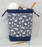 Project bag, drawstring bag, snowdrops, Liberty fabric - Image 3