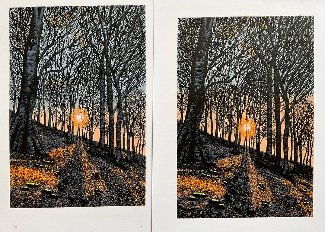 'Autumn Sunset' original screen print - perfectly imperfect
