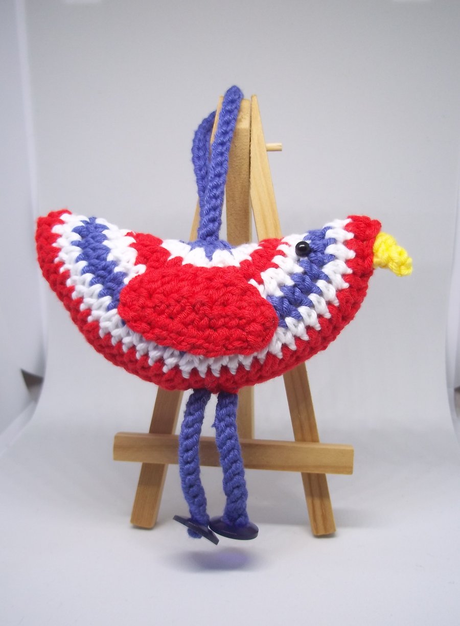 Crochet Quirky Bird patriotic theme 