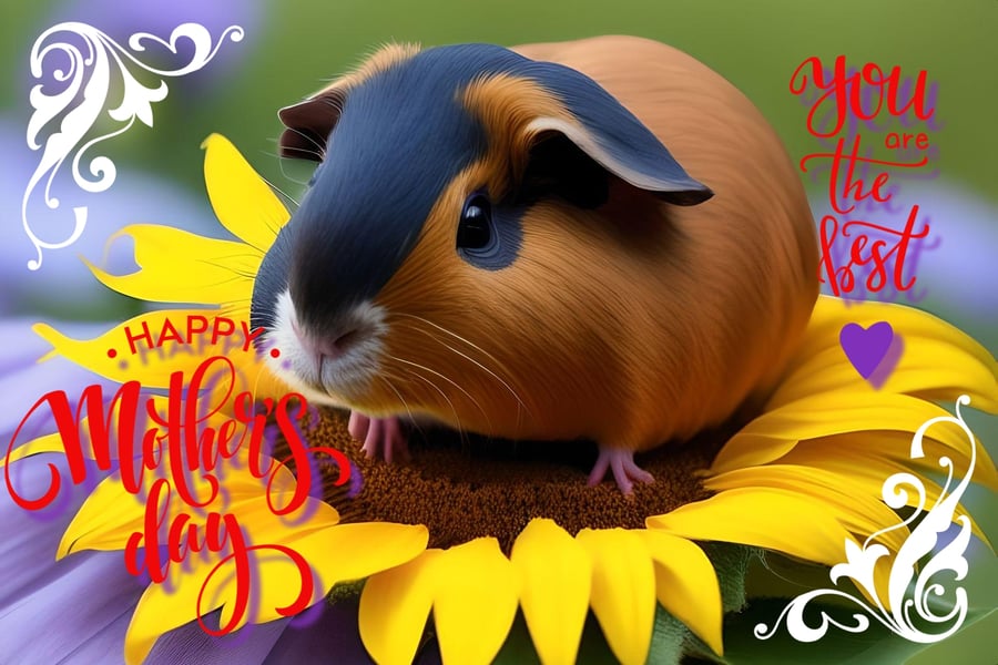 Happy Mother's Day Guinea Pig Card A5