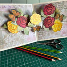 Handmade Roses and Butterfly Card