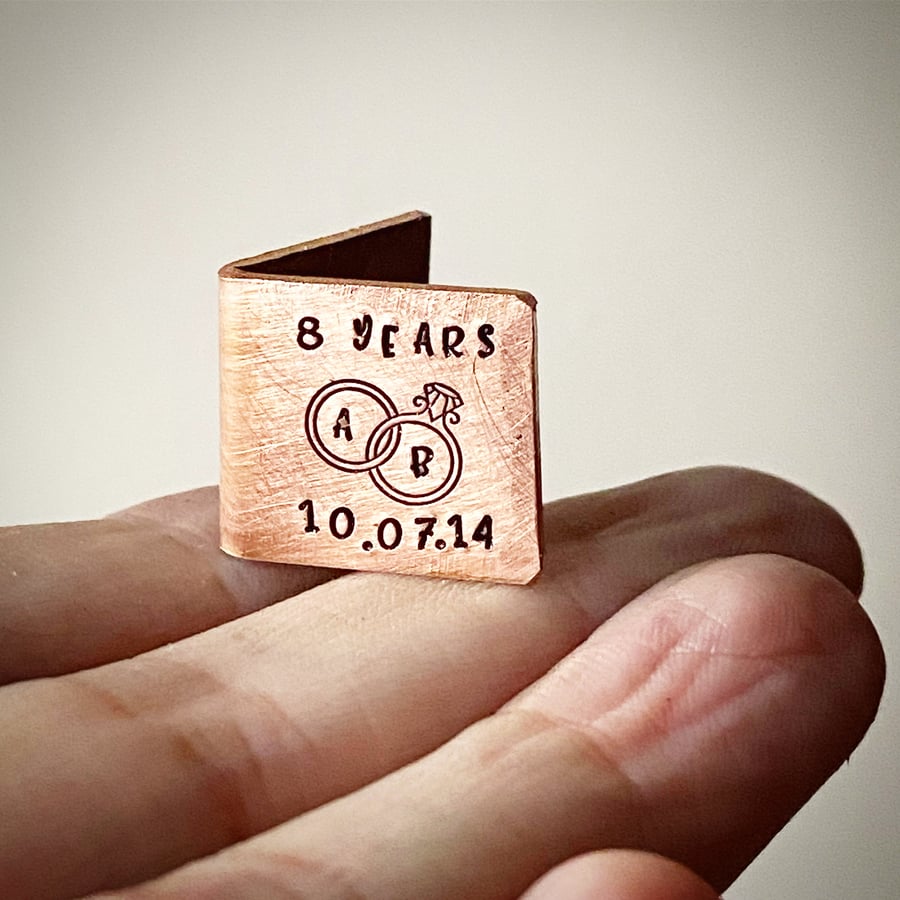 Personalised 8 year bronze wedding anniversary miniature card