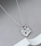 Sterling silver heart padlock and dainty key charm pendant chain necklace - Image 2