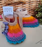 Designer Baby Girl's Multicoloured Flower Hand Knitted Shoes  3-6 months size - Image 7