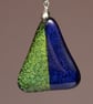 Blue & Green Triangular Pendant Necklace in Fused Glass - 1100 - Image 8