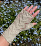 Fingerless Gloves Wrist Warmers Beige Cotton 