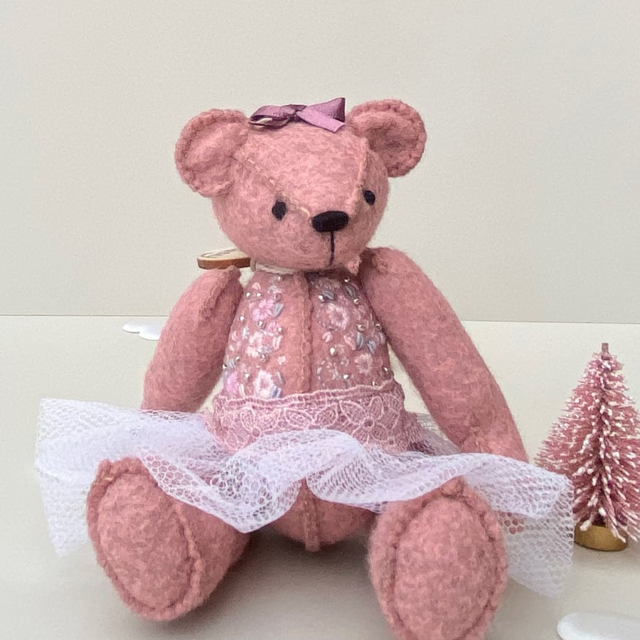 Teddy bear, one of a kind collectable hand crafted ballerina bear