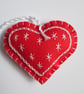 Scandi Red Felt Heart Christmas Decoration - Image 1